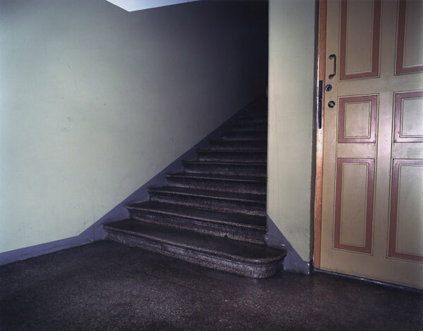 "17.6 2000, Kinaporinkatu 1 C, 1st floor landing, male, cause of death: Heroin overdose", 2002, 80 x 100cm, c-print, diasec, ed. 6 "17.6 2000, Kinaporinkatu 1 C, 1st floor landing, male, cause of death: Heroin overdose", 2002, 80 x 100cm, c-print, diasec, ed. 6